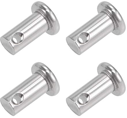sourcing map 4Stk. Einzelloch Gabelbolzen flacher Kopf 304 Edelstahl Verbindung Scharnierbolzen Stift 6mm X 12mm