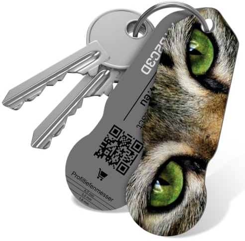 Einkaufswagenlöser Katzenaugen – funktionaler Einkaufswagenchip | Schlüsselanhänger & Profiltiefenmesser – hochwertiger Schlüsselanhänger Einkaufschip mit Fundservice – 100 % sicher