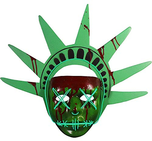 Trick Or Treat Studios The Purge Election Year Lady Liberty Adult Light Up Injection Mask,Green