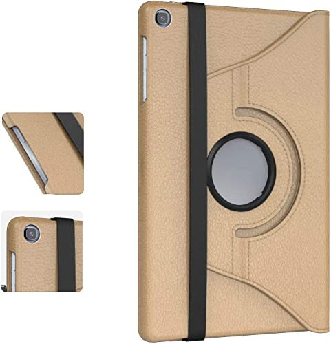 TechDealsUK Für Tab A 10.1 2019 T510, T515 Leder Drehhülle für Samsung Galaxy Tab A 10.1 2019 SM T510, SM T515 360° Drehbare Standhülle T515 Rotate Gold