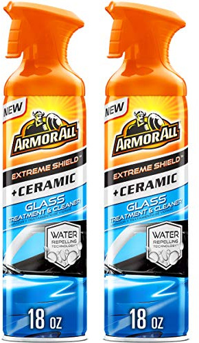 Armor All Extreme Shield + Ceramic Glass Treatment and Cleaner, Car Glass Cleaner Spray and Water Repellant, 18 Oz Each, 2 Pack