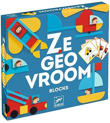 DJECO - Ze Geo Vroum Puzzles aus Holz, Mehrfarbig (36436)