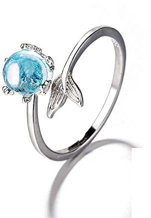Ästhetische Original Meerjungfrauen Blasen Einstellbare Größe Silber 925 Mondstein Ringe Frauen Charme Süßes Mädchen Schmuck Geschenke