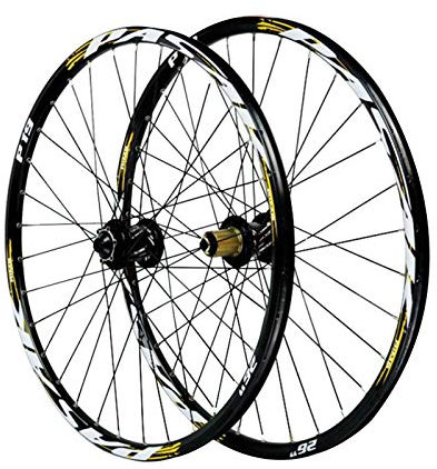 SJHFG 26/27,5/29 Zoll Fahrrad Laufrad,Mountainbike Fahrradradsatz Vorne 2 Hinten 4 Lager Scheibenbremse Schnellspanner (Color : Yellow, Size : 29inch)