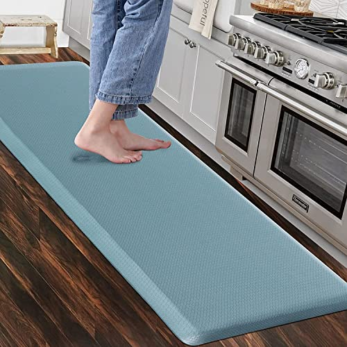 Carvapet rutschfest Küchenteppich Anti Ermüdungsmatte Küchenläufer Schaum-Stehmatten PVC Abwischbar Laufteppich Küchenmatte Bodenmatte (Türkis,44x152cm)
