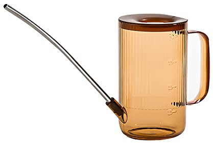 Regadera para plantas, botella de riego transparente, de plástico, desmontable, boquilla larga para exteriores, casa, oficina, color marrón