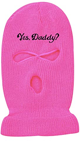 Masque de ski tricoté à 3 trous - Chaud - Pour le cyclisme - Coupe-vent, rose rouge, Taille Unique