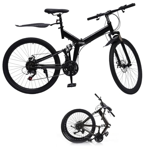 BJTDLLX 26 Zoll Faltrad Klapprad 21-Gang V Bremse Fahrrad Folding Mountain Bike MTB Klappfahrrad Rennrad für Herren, Damen, Mädchen, Jungen