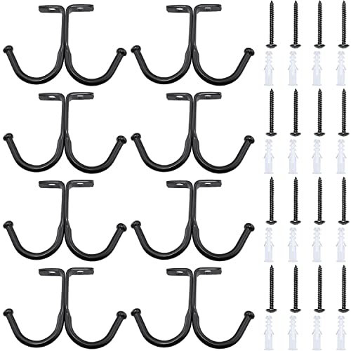 ITROLLE 8PCS Double Prong Ceiling Hook with Screws, Under Shelf Coat Hooks Bathroom Towel Bedroom Robe Hook for Closet Top Bathroom Kitchen Cabinet Garage Baseball Cap, Coat, Clothes and Jewelry
