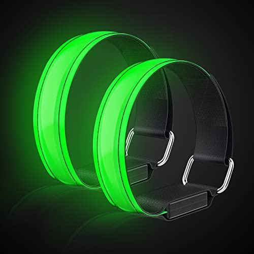 KATELUO 2 Stück LED Armband, Reflektoren LED Armband,LED Armband Joggen, Kinder Nacht Sicherheits Licht, Reflektorband LED für Joggen/Laufen/Radfahren/Walken