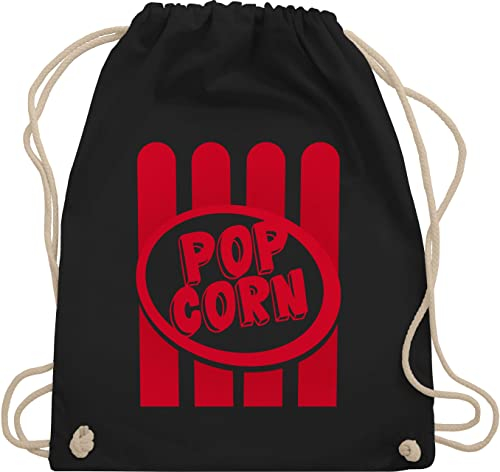 Turnbeutel Rucksack - Karneval & Fasching - Taschen - Popcorn Motiv I Witziges Popcorn Kostüm selber machen I Pop Corn I Puffmais - Unisize - Schwarz - karnevalsbeutel faschings popkorn rucksäcke