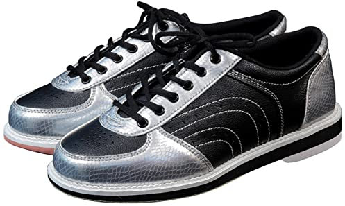 SUMECH Mens Womens Lawn Bowling Shoes Youth Unisex Bowl Sneakers Leather Lightweight Non-Slip,Silver,9 UK