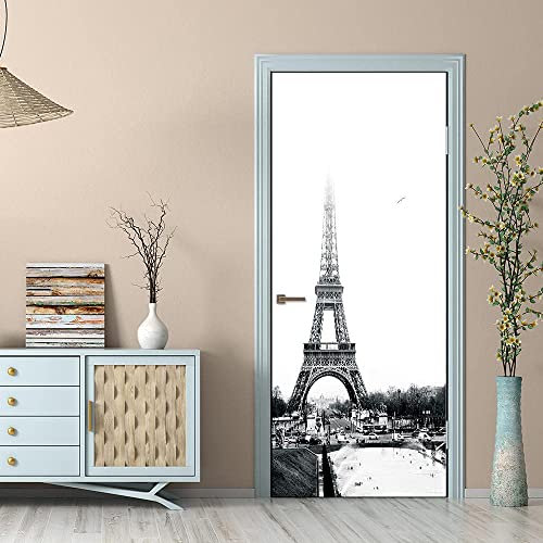 Türtapete Selbstklebend Stadtgebäude Paris Turm Türtapete Selbstklebend Türposter,Fototapete Selbstklebend 3D Pvc Türaufkleber Diy Türbild,Türfolie Poster Tapete 77X200 Cm - Innentür Schlafzimmer