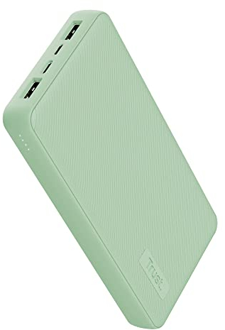 Trust Mobile Primo Powerbank Schnellladefunktion 20000 mAh, Nachhaltig, USB C Externer Akku, Tragbares Ladegerät 3A, Power Bank Handy, Smartphone, iPhone, iPad, Samsung, Xiaomi, Huawei - Grün