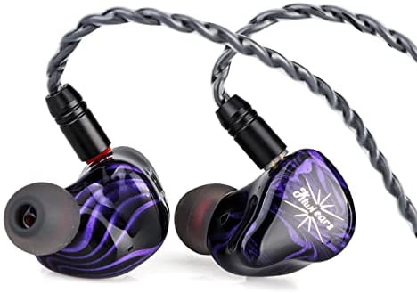Linsoul Kiwi Ears Quartet 2DD+2BA Hybrid In-Ear Monitor, auricolari HiFi con guscio in resina lavorato a mano, cavo IEM staccabile OFC placcato in argento per musicisti audiofili DJ Studio Gaming