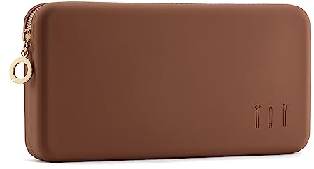 FVION Makeup Pinsel Halter, Tragbarer Kosmetiktasche, Makeup Pinsel Organizer für Reisen, Große Make-up-Tasche Schminktasche Kosmetiktasch Organizer (Braun)