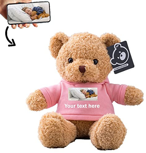 ADORSUN Teddybär mit Personalisierter Text+Foto Frauen Weihnachten Jubiläum Geburtstagsgeschenk ValentinsGeschenke Mann sie Besondere ValentinsGeschenkee (30cm)
