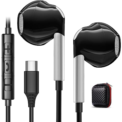 Cuffie USB C per Samsung S23 S22 Ultra S25 S24 S21 A54 A55 A56 A16 A35 5G Auricolari USB Tipo C con Microfono In-Ear Cuffie con Filo Type C per iPhone 15 16 Pro Pixel 8 7a 7 Pro 6a One Plus 11 Pro