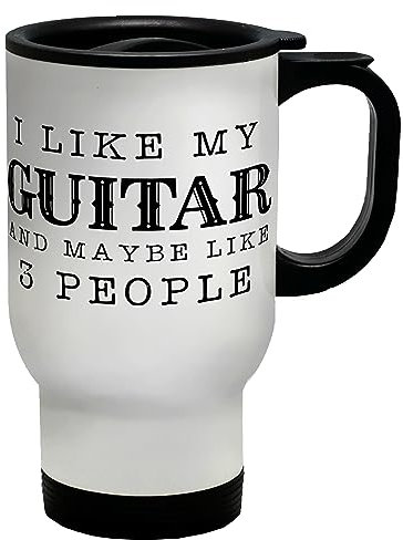 Shopagift I Like My Guitar Travel Mug Guitarist Lover Guitar Player Gift Stainless Steel 14oz Cup