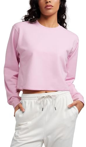 CRZ YOGA Damen Fleece Sweatshirt Crewneck Gefüttert Pullover Winter Langarmshirt Casual Sweater Oberteile Rosa Pfingstrose 38