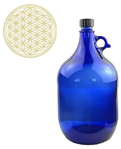 Alberts Premium Selection Glasballon blau 5 Liter mit Verschluss Blume des Leben (VPE 2)