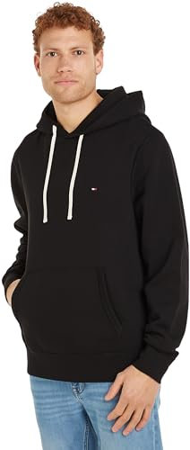 Tommy Hilfiger Essential Fleece Hoody Mw0Mw37230, Felpa con Cappuccio, Uomo, Nero (Black), L