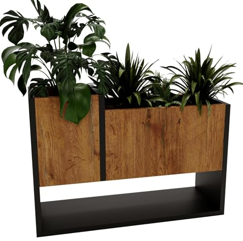 CraftPAK Blumenständer für Innen | Pflanzenständer aus hochwertigem Holzwerkstoff H45 x L64,5 x B22,6 cm | Blumenkasten/Blumenständer ohne Einsatz | Pflanzenkasten/Pflanzkübel - Retro