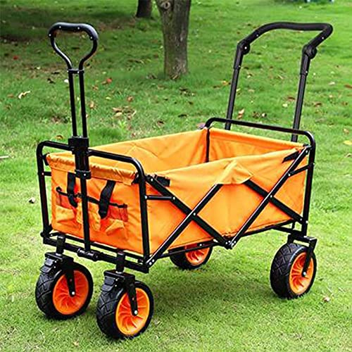 Carro de Camping Carro Plegable portátil Carro de Cuatro Ruedas para Exteriores Compras Carro de Pesca Carros Carro Carro Plegable (Naranja 100 cm)