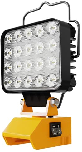 27W LED Work Light for 20V Battery, Cordless Work Lights Dual Switch Battery Protection, Portable Floodlight with USB & Type C Charger Port for Garage, Outdoors and Job Site Lighting