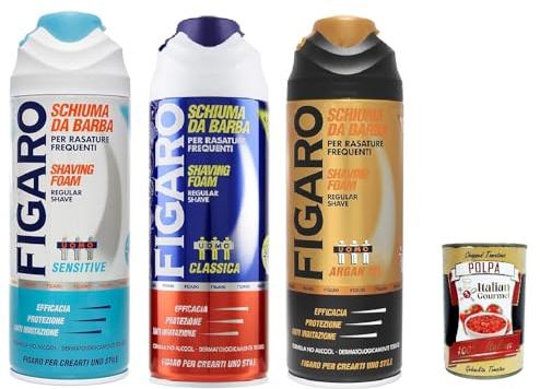 Italian Gourmet Testpaket Schiuma da barba, Bartschaum, 3 x 400ml rasatura | Texture morbida e confortevole; erleichtert die Klinge, geeignet für, Gesamtnettogewicht 1,2 L + Kostenlos Polpa 400g