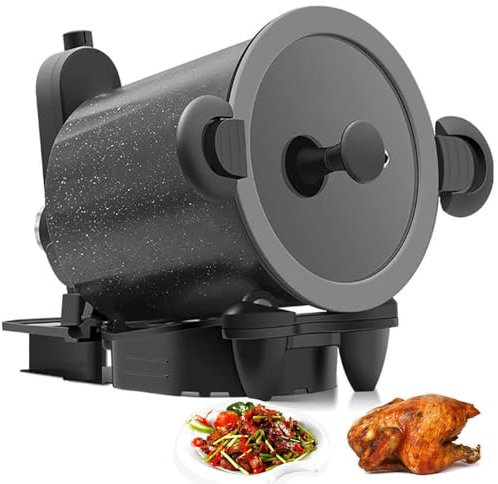JMbpkduHs Máquina De Cocción Automática - Olla Multifuncional para Saltear - Velocidad Ajustable - Cocción por Volteo para Un Calentamiento Uniforme - para Cocinar En Viajes De Acampada