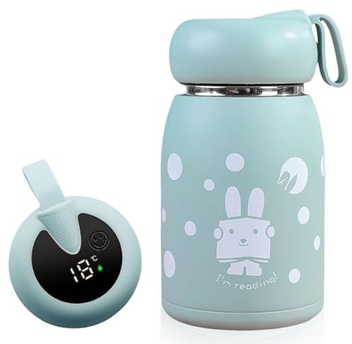 Termo de 320 ml, termo para bebé de viaje, de acero inoxidable, con indicador de temperatura LED, ideal para el calor y el frío (azul)
