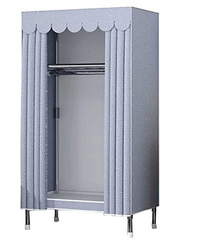 Kleiderschrank Tragbarer Canvas-Kleiderschrank, Einzel-Kleiderschrank, Aufbewahrungs-Organizer, Stoff-Kleiderschrank mit Kleiderstange, Regalen, Stoffbezug,C-85x45x170cm