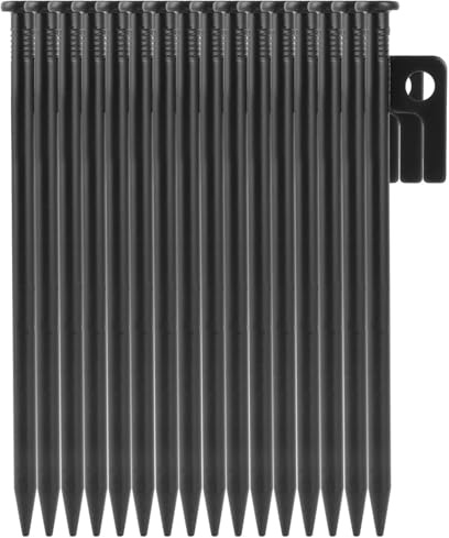 MIVIDE 20 Stück 25 cm Zelt Heringe Stahl Erdnägel, Stabil Camping Zeltheringe, Zeltheringe Sturmsicher mit Haken und Loch für Camping, Trampolinen, Zelt und Outdoor Wandern