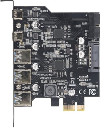 PCIe zu USB 3.2 Gen 2 Karte mit 20 Gbit/s, 5 USB Anschlüssen (3 USB Typ A, 2 USB Typ C), PCI Express Erweiterungskarte für für Linux für OS X PC