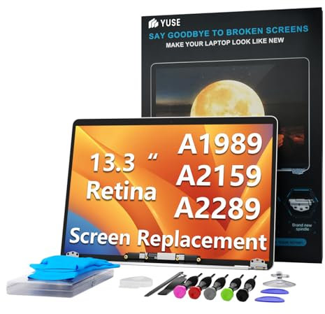 Pantalla de repuesto de 13.3 pulgadas para Mac Book Pro A1989 A2159 A2289 A2251 2018 2019 2020 (modelo: EMC 3214 3358 3301 3456 3348 2560x1600 A Full LED LCD Montaje de pantalla (plata)