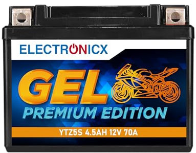Electronicx GEL Motorradbatterie 12V 4,5Ah 70A YTZ5-S – Wartungsfrei, Hohe Startleistung, Vibrationsresistent – Perfekt für Roller, Quad, ATV, Tourer, Enduro & mehr