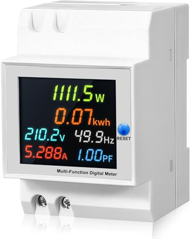 Contatore elettrico a guida manuale, LCD, contatore di energia digitale 6 in 1, multifunzione, AC40-300 V, 100 A, contatore di corrente alternata, contatore wattmetro, amperometro, voltmetro DIN, tipo