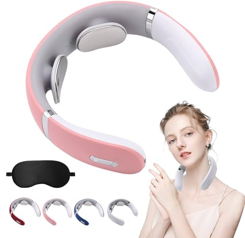 Pulsex Neck Massager, Portable Neck Massager Heat, NeckMassager For Pain Relief Deep Tissue With 10 Modes, Voice Control, 16 Forces Portable NeckMassager for Men Women (Rosa)