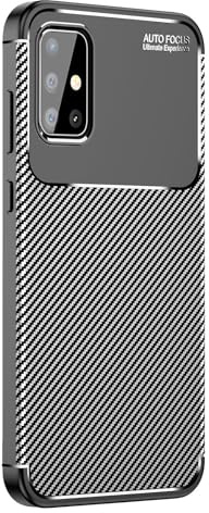 LBH Handyhülle Carbon Look für Samsung Galaxy A51 Schutzhülle Karbon Handy Case Slim Cover Bumper Schutz Hülle Kratzfest Stoßfest rutschfest FusionGuard Pro Schwarz