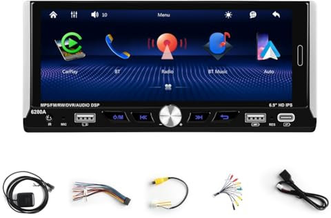Cpolebev 6.9 Android 13 Auto Radio 1Din Multimedia Player 2G+64G GPS Stereo Schwarz ABS WiFi Bluetooth Carplay Android Auto FM/RDS Auto Stereo