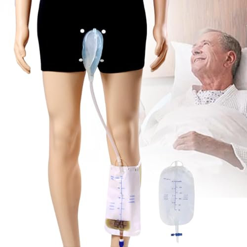 Urinbeutel bei inkontinenz für Männer, wiederverwendbarer Urinbeutel bei inkontinenz für 2 x 500ml urinalkondom für männer Reisen/Krankenpflege/Bettenpflege (L)