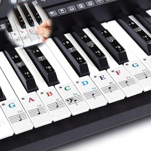 Piano Keyboard Stickers, Klaviernoten Aufkleber, Klavier Keyboard Aufkleber Für 88/61/54/49 Tasten, Transparenter Und Entfernbarer Pianokey-Aufkleber Für Anfänger, Bunt