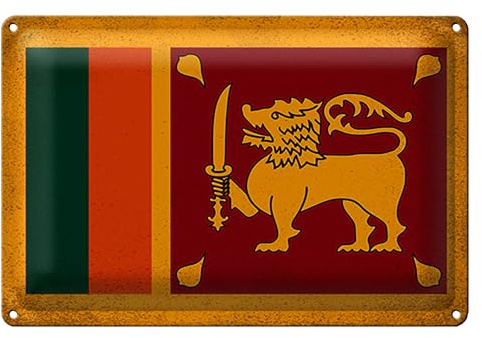 Vintage Blechschild | Flagge von Sri Lanka | Dekoration | 18 cm x 12 cm