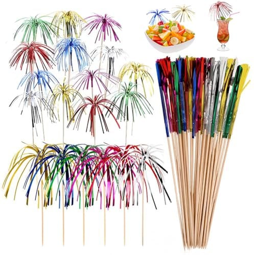 KINDOYO 100 Stück Cocktail Deko - Cocktail Schirmchen Cocktailspieße Schirmchen Cocktail Party Dekorationen für Sommer Party Hochzeitsfeier Bar Getränke Kuchen Deko