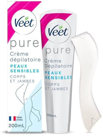 VEET – Soin Doux Peau Sensible à l’Aloe Vera et Vitamine E, Crème Dépilatoire Corps et Jambes (200 mL) - Le lot de 3