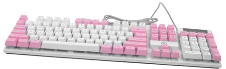 DECORNIJIA 104-key Rgb Mechanical Gaming Keyboard Wired Full Layout Ergonomic Design for Gamers Rgb Backlit Led Backlight Pink-white Dual Color for Pc