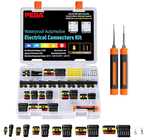 PEBA Wasserdichte KFZ Steckverbinder Set IP67 – 1/2/3/4/5/6 Polig Kabelstecker für 0,34–2,5 mm², Kompatibel mit AMP Superseal 1.5 für Kabel Steckverbindung Auto Motorrad Boot, mit Abziehwerkzeug