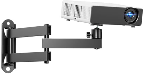 PUTORSEN Soporte de Pared para Proyector Universal, Multiposición 360° y Ajuste Inclinación, Brazo Metálico Plegable con Adaptadores 1/4 M4 M6 para Cine en Casa, Oficina y Gaming