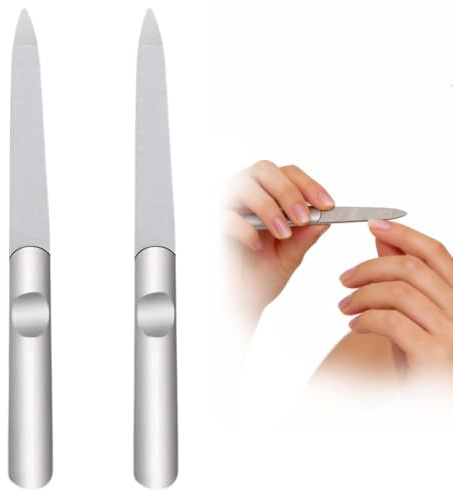 Nagelfeilen-Set – 2 Stück Edelstahl doppelseitige Diamant-Staubbeschichtung – Professionelle Nagelfeilen für Fußpflege – Nagel-Styling-Werkzeuge für Zuhause